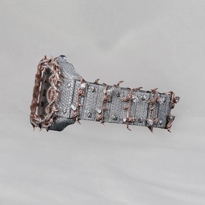 <b>Top</b> Demanded Luxury Men Diamond Style Moissanite Watch Stainless Steel Wristwatch for Party and Collection Available For Sale - Product Image 3