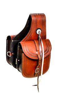 Bolsa de Sillín Western Premium de Cuero Genuino con Concho y Hebilla, Hecha a Mano, para Equitación y Senderismo - Product Image 1