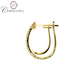 BEST SELLING CHANNEL <b>SET</b> 18K AU750/PT950 WHITE/YELLOW <b>GOLD</b> REAL NATURAL DIAMOND OVAL HOOP EARRINGS for WEDDING & ANNIVERSARY - Product Image 4