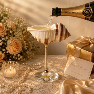 Verres à vin et à eau en verre avec coquillages marins naturels, prix de gros abordable - Product Image 5