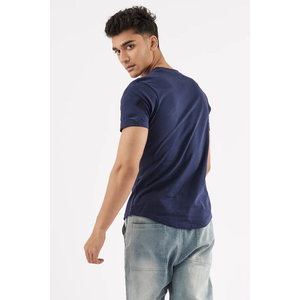 Camiseta de Manga Corta para Hombre, Cuello Redondo, Azul Marino, Talla Grande, 100% Algodón, Ecológica, Lavada, Diseño Casual - Product Image 3