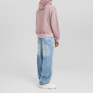 Jeans en denim délavé coupe droite pour homme, qualité supérieure, imprimé OEM, logo personnalisé, style décontracté vintage, respirant, vente en gros pour l'hiver - Product Image 4
