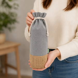 Custom Recycled Cotton Jute Wine <b>Bottle</b> <b>Bag</b> with Rope Handle Eco Friendly Gift Packaging Custom Logo Wholesale Exporter Reusable - Product Image 5