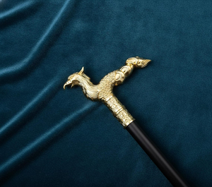 Bastón de madera vintage Golden Phoenix con mango decorativo, 93 cm de largo, accesorio de moda hecho a mano para caballero - Product Image 2