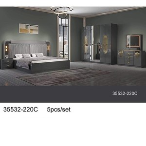 Juego de dormitorio moderno 35532-219C tamaño King, muebles de MDF con cabecero iluminado y armario con espejo - Product Image 2