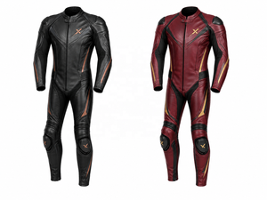 Combinaison de moto en cuir pleine fleur de vache, une seule pièce |   Résistant au vent |   Noir Brun |   Logo X personnalisable |   Fabricant OEM/ODM | - Product Image 5