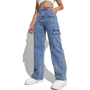 Jean baggy en denim grande taille pour femme, style décontracté, avec empiècements, prix abordable, fabriqué en usine, nouveau modèle - Product Image 3