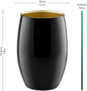 Vase de table moderne en métal noir, forme ovale, 2190 ml, pour eau, design d'intérieur décoratif, tendance pour la maison - Product Image 1