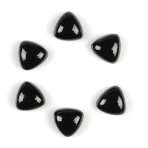 Pierre précieuse en onyx noir naturel de haute qualité, 100 % naturel, 10 mm, forme trillion, dos plat, cabochon calibré, pierres en vrac pour la fabrication de bijoux, fournisseur - Product Image 1