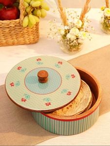 Pot à roti rond en bois, récipient de rangement circulaire pour chapati, vaisselle traditionnelle indienne pour la cuisine et la table - Product Image 3