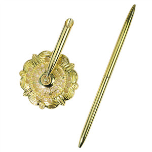 Oro <span class=keywords><strong>Vintage</strong></span> a forma di fiore cavo portapenne per matrimonio firma penna base - Product Image 1