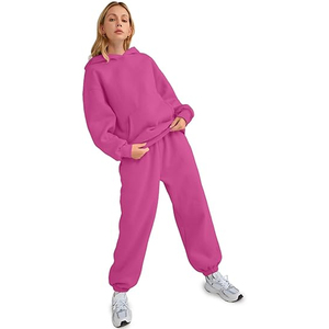 Women Oversized Fleece Hoodie Sweatpants Set Casual Winter Two Piece <b>Tracksuit</b> Lounge Wear <b>Plain</b> Solid Color - Product Image 4