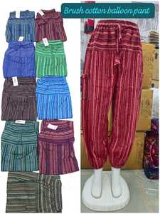 Brush Cotton Striped <b>Harem</b> <b>Pants</b> <b>Women</b> Loose Fit Drawstring Waist Ankle-Length Casual Summer <b>Pant</b> With Pockets - Product Image 1