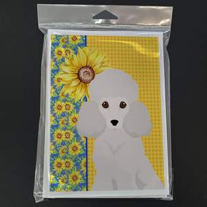Girasoles de verano caprichosos con paquete de caniche blanco 8 A7 tamaño 5x7 tarjetas de notas en blanco con sobres para fines de felicitación - Product Image 3