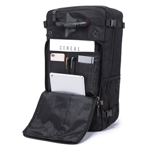 Mochila de Cuero Convertible, Interior de Nailon Impermeable, Bolsillo con Cremallera, Unisex, 20-35L, Estilo Normcore Minimalista, Mochila de Viaje - Product Image 3