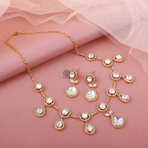 Riva Gold Plated Polki Designer Bridal Necklace & Earring Set - Product Image 1