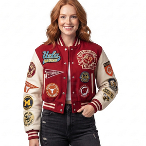 Chaquetas Varsity personalizadas para mujer, ligeras y cómodas, de gran venta, chaquetas premium para mujer con bordado HBCU, estilo crop top. - Product Image 4