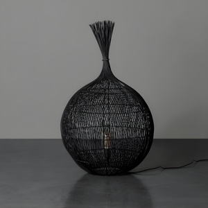 Designer floor lamp lighting accents for interior decor natural rattan <b>standing</b> light lamps - Product Image 4