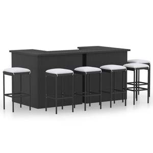 Conjunto de Bar para Jardín Grande, de Ratán Sintético Negro con Acero con Recubrimiento en Polvo, Muebles de Exterior Premium - Product Image 1