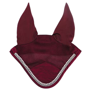 Premium Quality Knitted Horse <b>Ear</b> <b>Protector</b> Net Hat with Black <b>Ears</b> and White Flower Spandex Mesh Veil Fly Hood 60x80x90cm - Product Image 3