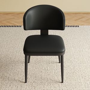 Set di 2 Sedie da Pranzo in Pelle PU Nera e Metallo dal Design Moderno per Cucina e Sala da Pranzo - Product Image 2