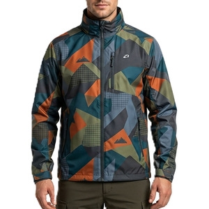 Custom Sublimation Geometric Print Windbreaker Men's <b>Jackets</b> <b>Lightweight</b> Outdoor Hiking Coat Zip Front OEM Activewear Supplier - Product Image 3