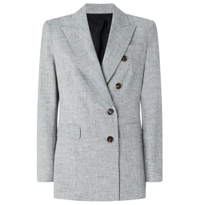 Blazer gris sur mesure OEM pour femme, double boutonnage, col cranté, manches longues, style professionnel, manteau de costume de bureau, vente en gros fabricant - Product Image 5