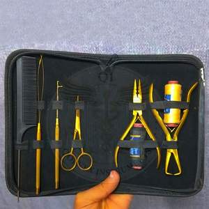 Kit de Herramientas Profesionales para Extensiones de Cabello de Acero Inoxidable Atadas a Mano, Juego de Pinzas con Logotipo Personalizado, 8 Piezas - Product Image 1