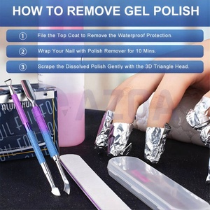 Juego de herramientas de manicura y pedicura de doble punta, raspador de cutículas y esmalte de uñas, de acero inoxidable, con revestimiento multicolor, al por mayor. - Product Image 4
