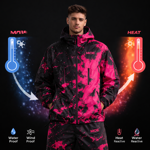 Veste coupe-vent unisexe tendance, imperméable, à capuche, avec patchwork camouflage thermochromique, légère et réactive aux couleurs - Product Image 4