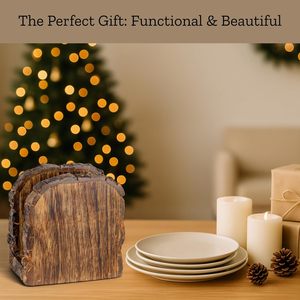 Porte-serviettes en bois style ferme pour table, décoration de Thanksgiving et de Noël, antique, rustique, en bois massif, pour cuisine - Product Image 2