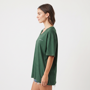 Camiseta de mujer con cuello en V, de manga corta, de punto de algodón, holgada, informal, a la moda para primavera y verano - Product Image 4