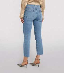 Jean en denim délavé coupe skinny pour femme grande taille, longueur cheville, taille mi-haute, style décontracté, 100 % coton, idéal pour le printemps - Product Image 3
