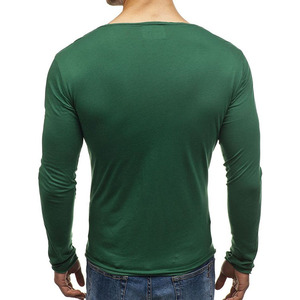 Camiseta Térmica de Manga Larga para Hombre, 100% Algodón, Tejido de Punto, Color Sólido, Ecológica, de Secado Rápido, Personalizable, OEM, Gran Venta - Product Image 2