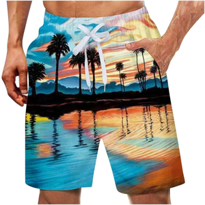 Short de bain dégradé pour homme avec poches, séchage rapide, taille à cordon, décontracté, longueur courte - Product Image 3