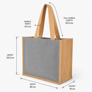 Laminated Jute Recycled Cotton Tote Bag with Inner Pocket 225 GSM Custom Logo Reusable Shopping Wholesale Manufacturer Exporter - Product Image 3