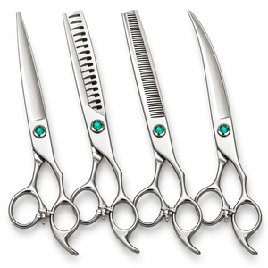 7.5 Inch 440C Stainless Steel Dog Grooming Curved <b>Thinning</b> Chunker <b>Scissors</b> Professional Pet <b>Hair</b> Cutting Shears - Product Image 1