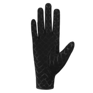 Guante de equitación de gamuza sintética, diseño híbrido en tono negro completo con panel en contraste con curva en S, cuero sintético - Product Image 3
