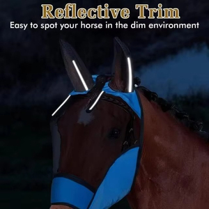Voile anti-mouches en polycoton tricoté de qualité supérieure pour chevaux, avec protection des oreilles, respirant, couleurs assorties, pour l'entretien des chevaux - Product Image 3
