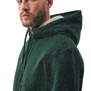 Textured Borg Lined Zip Up Hoodie <b>Mens</b> <b>Sherpa</b> <b>Fleece</b> Hooded Jacket Warm Winter Casual Wear Full Zip Textured Outerwear - Product Image 3