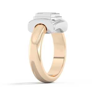 Wholesale 1 Carat Emerald Cut Diamond Engagement <b>Ring</b> 10K 14K 18K Solid Gold Double Bezel Set 4mm <b>Domed</b> Solitaire Band - Product Image 2