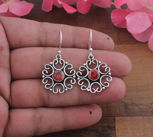 925 <b>Sterling</b> <b>Silver</b> Blue Lace Agate Drop Earrings | Wholesale Handcrafted Gold Plated Vintage Mandala Filigree Anniversary Party - Product Image 3