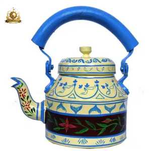 Hand Painted Elephant Design Black <b>Teapot</b> Artistic Indian Folk Art Style Vibrant Colorful Patterned Handle Lid Spout - Product Image 3