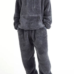 Sweat à capuche Sherpa confortable pour hommes et pantalon de survêtement d'hiver unisexe Active Bottoms Survêtement respirant écologique personnalisable - Product Image 4