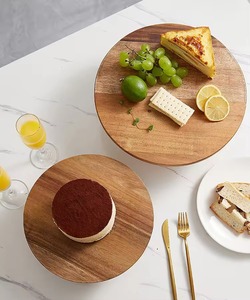 Support à gâteau rond en bois fait main, base blanche, présentoir à dessert rustique, lavage à la main uniquement ART ZONE INTERNATIONAL - Product Image 5
