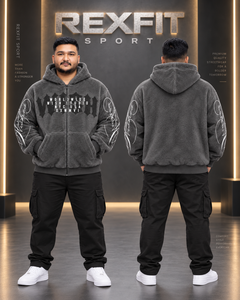 Veste à capuche zippée intégrale en polaire sherpa pour homme, coupe oversize, style streetwear, personnalisable OEM, vente en gros, vêtements décontractés d'hiver - Product Image 2