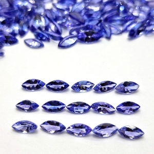Venta al por mayor de piedras facetadas de tanzanita marquesa 3x6 calibradas naturales, color azul violeta, con juego de color para joyería - Product Image 2