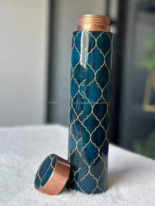 Elegante botella de agua de cobre de 500ML DE LA India 100% cobre puro con tapa beneficio de salud Ayurvédica esmalte accesorio a prueba de arañazos - Product Image 5