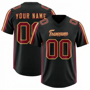 Maillot de football américain personnalisé pour homme, col en V, manches courtes, impression sublimée, polyester respirant, nom de l'équipe 00 - Product Image 2
