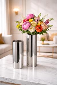 Florero de Acero Inoxidable, Florero Metálico Moderno, Florero de Acero de Lujo, Florero Cilíndrico de Acero Inoxidable, Florero Decorativo de Mesa - Product Image 6
